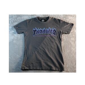 Thrasher Magazine Shirt Mens Medium Black Flame Logo Skateboarding Tee Skater